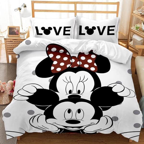 סט כיסוי מיטה מיקופייבר : מצעי מיקימאוס לילדים - סט מיטה וחצי