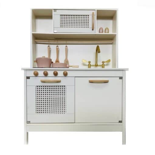 מטבח רטרו מעץ איכותי לילדים דגם לירון, כולל כיריים מובנות, בשני צבעים לבחירה