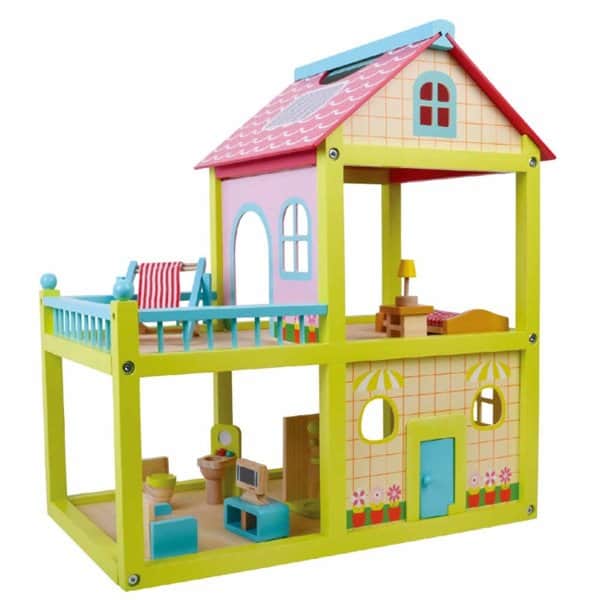 בית בובות שתי קומות מעץ מלא