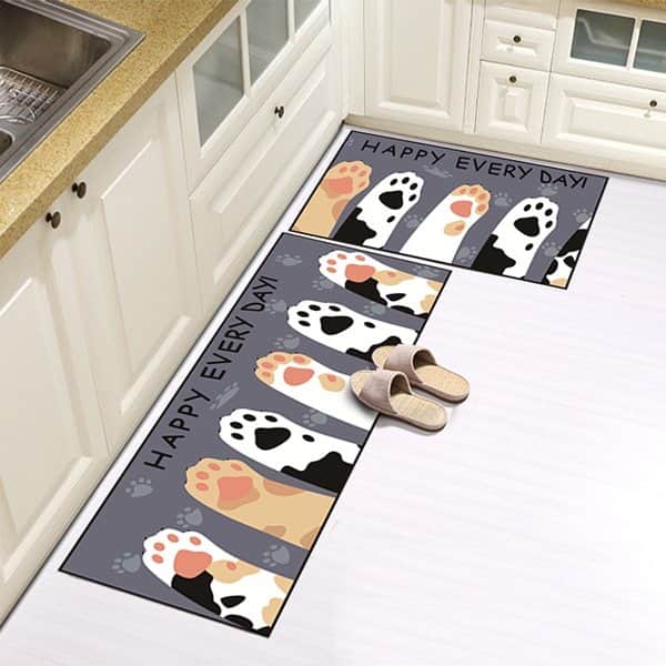 סט זוג שטיחי מטבח - HAPPY EVER DAY! אפור