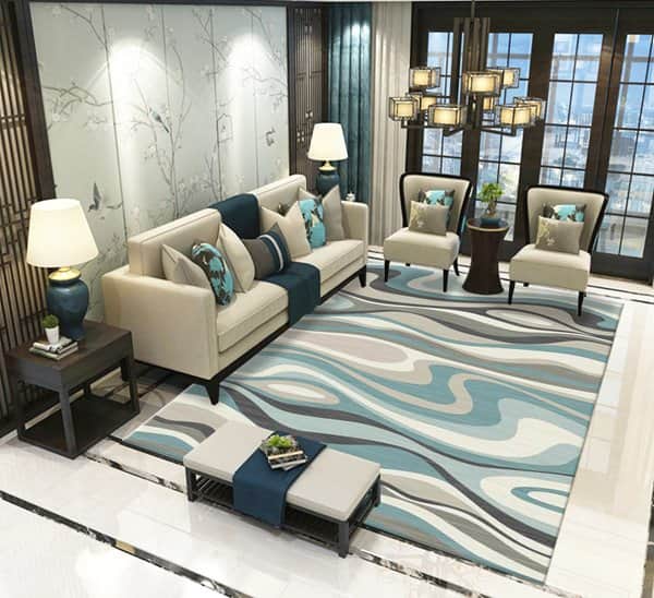 שטיח לסלון גלי ים תכלת