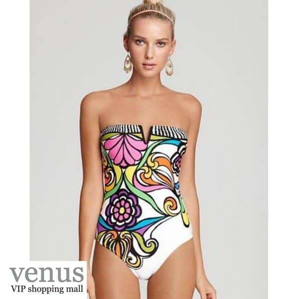 8685- בגד ים שלם צבעוני על לבן