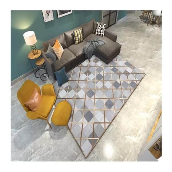 שטיח לסלון פסיפס - אפור זהב