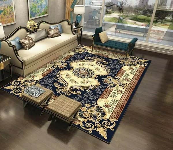 שטיח לסלון אתני - בז' - צהוב - כחול