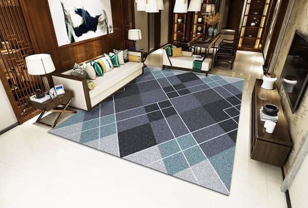 שטיח לסלון מעויינים - אפור כהה תכלת