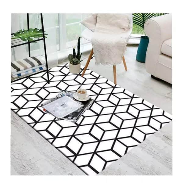 שטיח לסלון משושים - שחור לבן