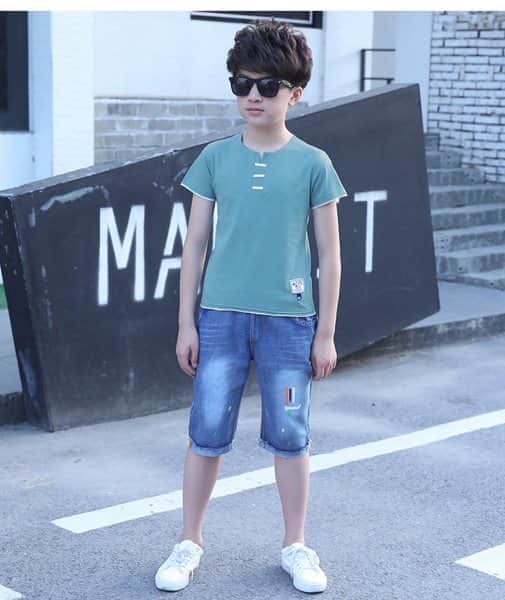 סט איכותי חולצה ומכנס ג'ינס - מנטה