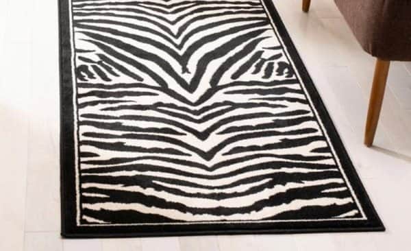 שטיח לסלון - זברה כחול כהה לבן