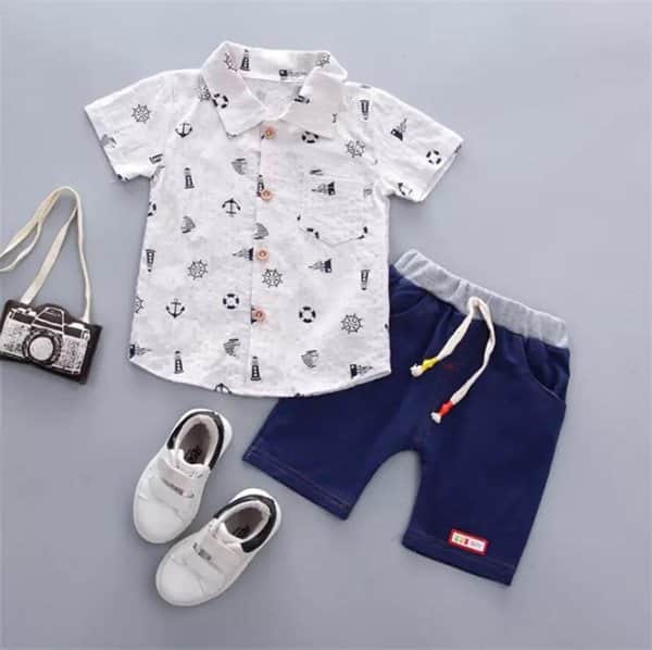 סט קייצי - כחול-לבן